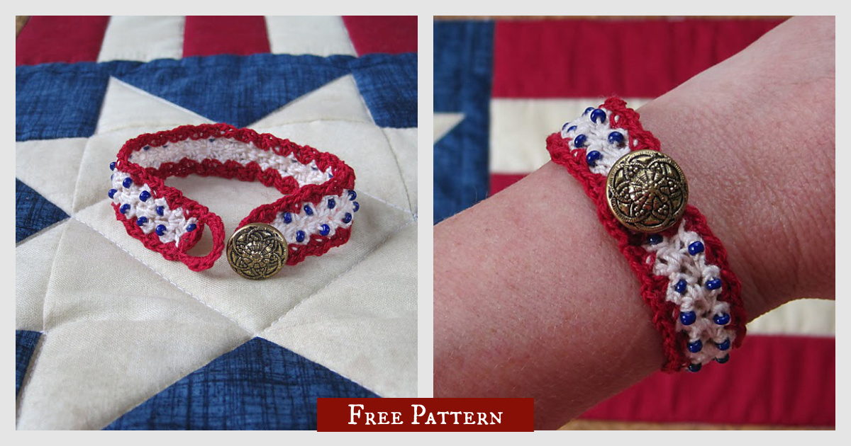 Sweet Liberty Bracelet Free Crochet Pattern