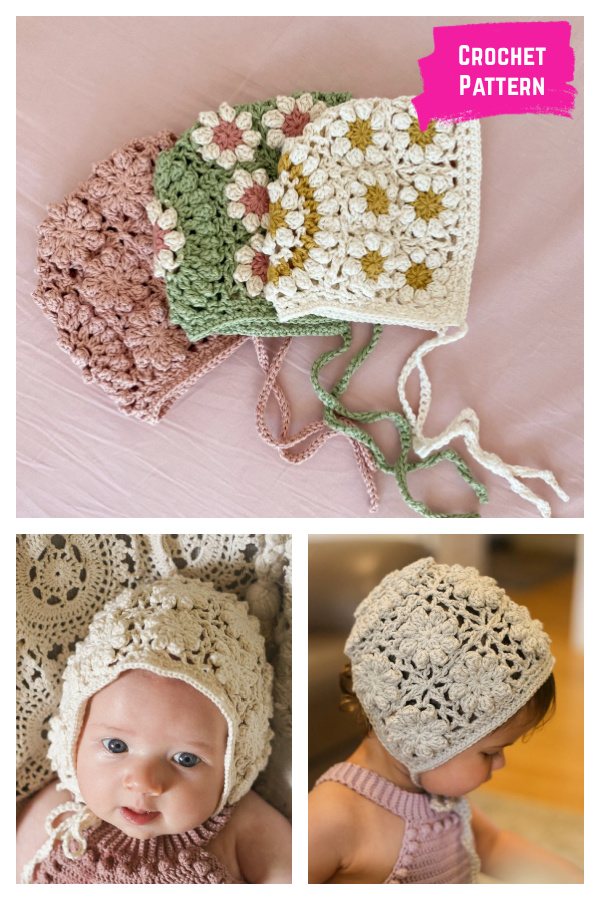 Daisy Square Bonnet Crochet Pattern