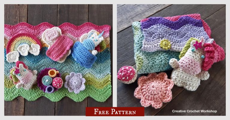 Fold Up Unicorn Play Set Free Crochet Pattern