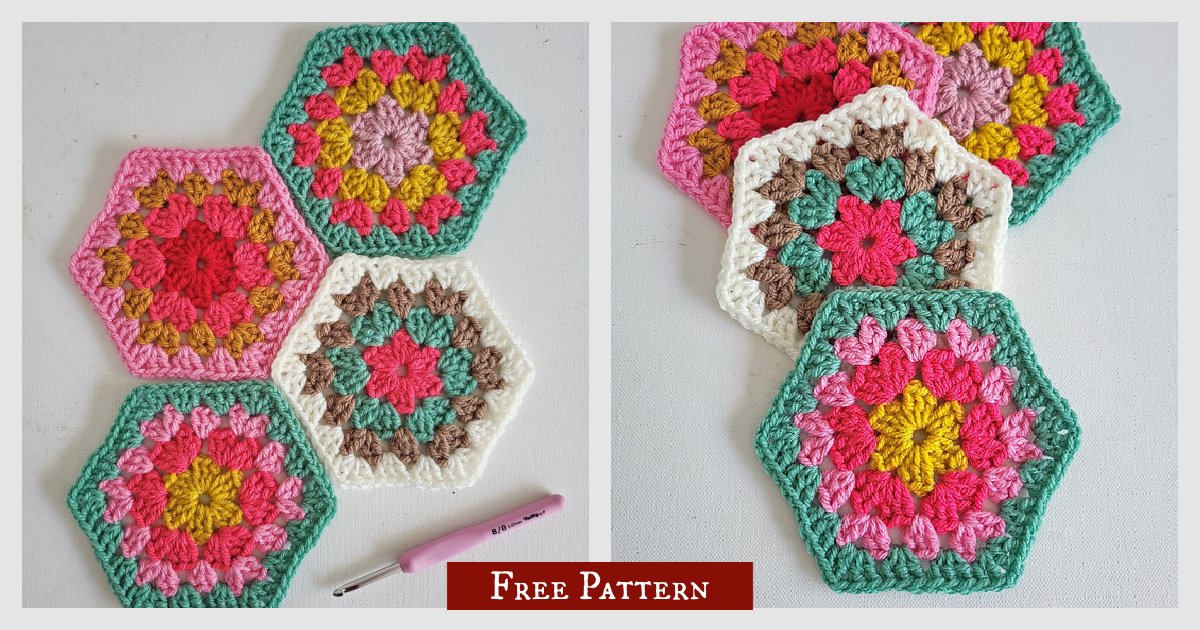 Happy Granny Hexagon Free Crochet Pattern