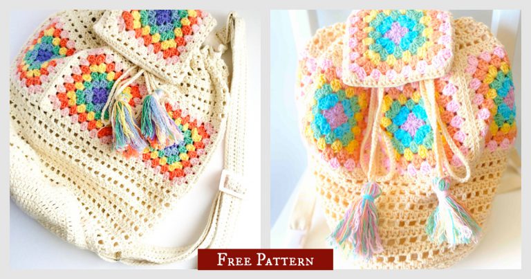 Granny Square Backpack Free Crochet Pattern and Video Tutorial