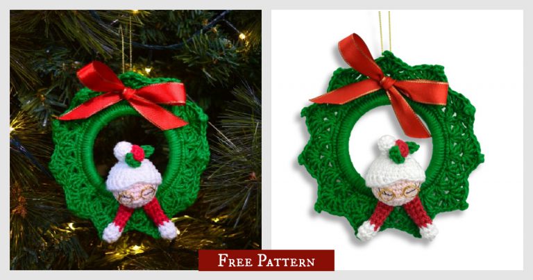 Mrs. Claus Mini Wreath Free Crochet Pattern