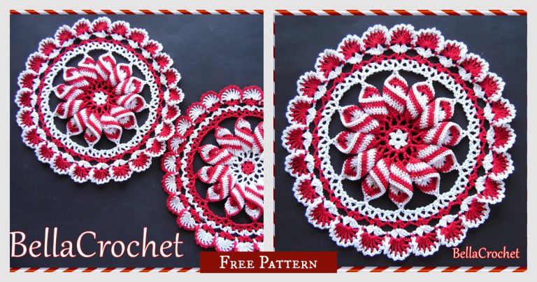 Peppermint Pinwheel Doily Free Crochet Pattern