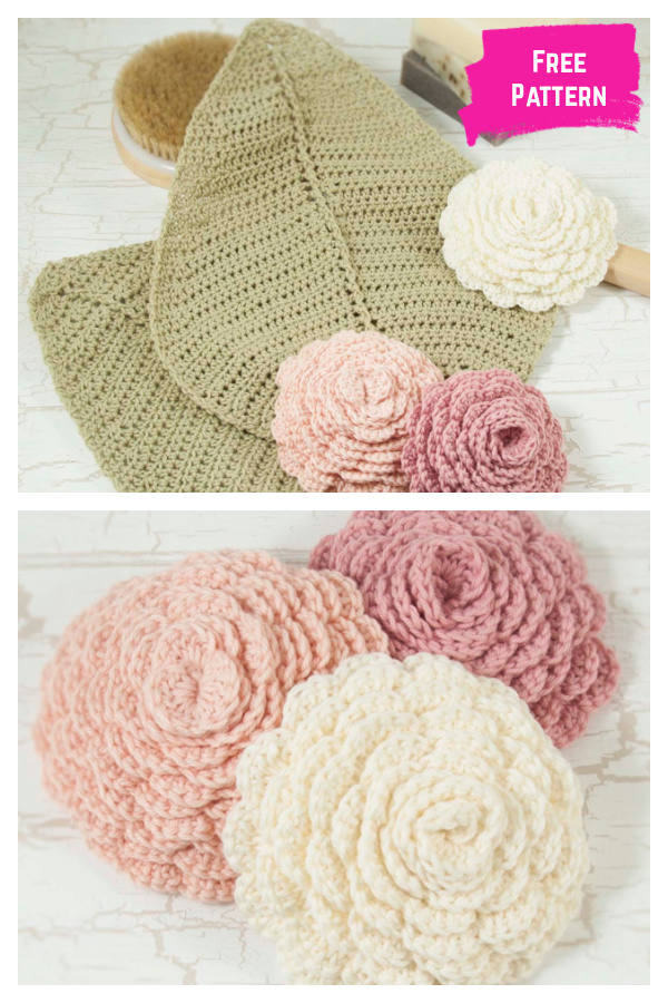 Roses and Leaves Scrub Set Free Crochet Pattern