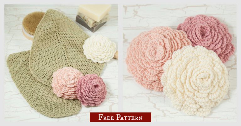 Roses and Leaves Scrub Set Free Crochet Pattern