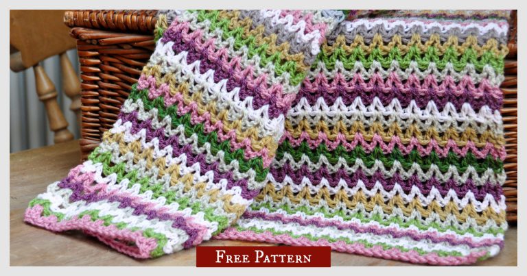 Yarn Stash V-Stitch Blanket Free Crochet Pattern