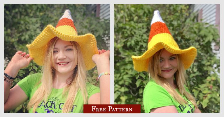 Candy Corn Witch Hat Free Crochet Pattern