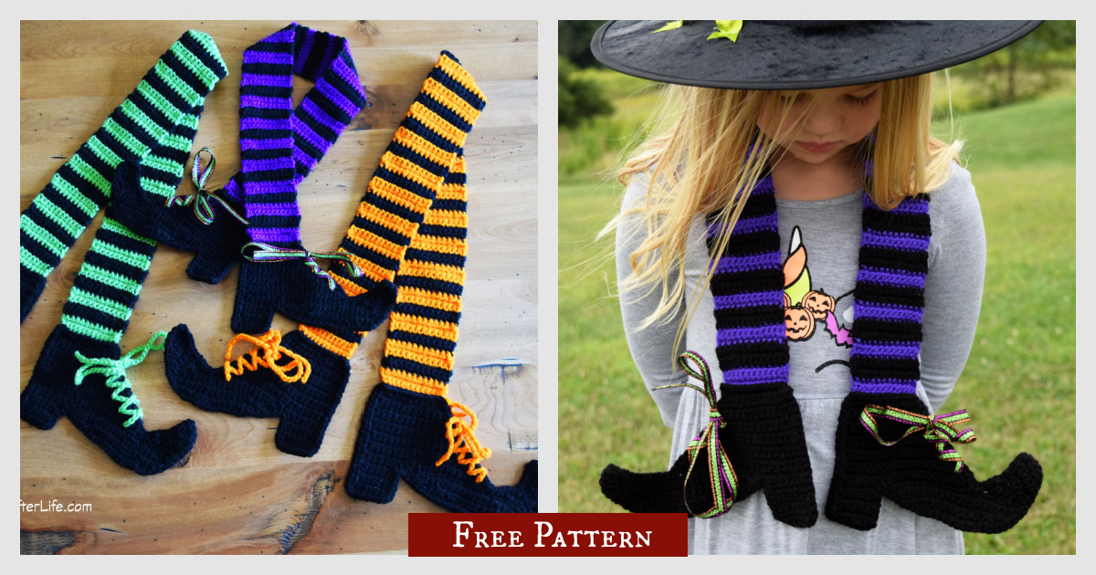 Halloween Witch Legs Scarf Free Crochet Pattern