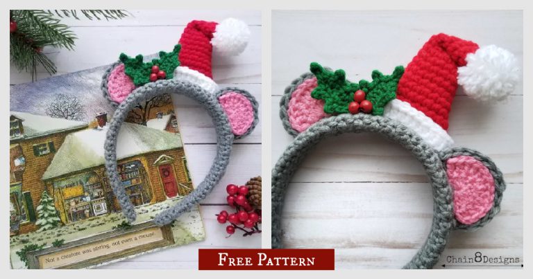 Holiday Mouse Headband Free Crochet Pattern