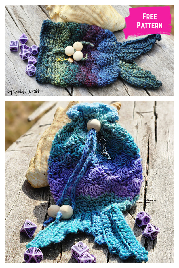 Mermaid Tail Dice Bag Free Crochet Pattern