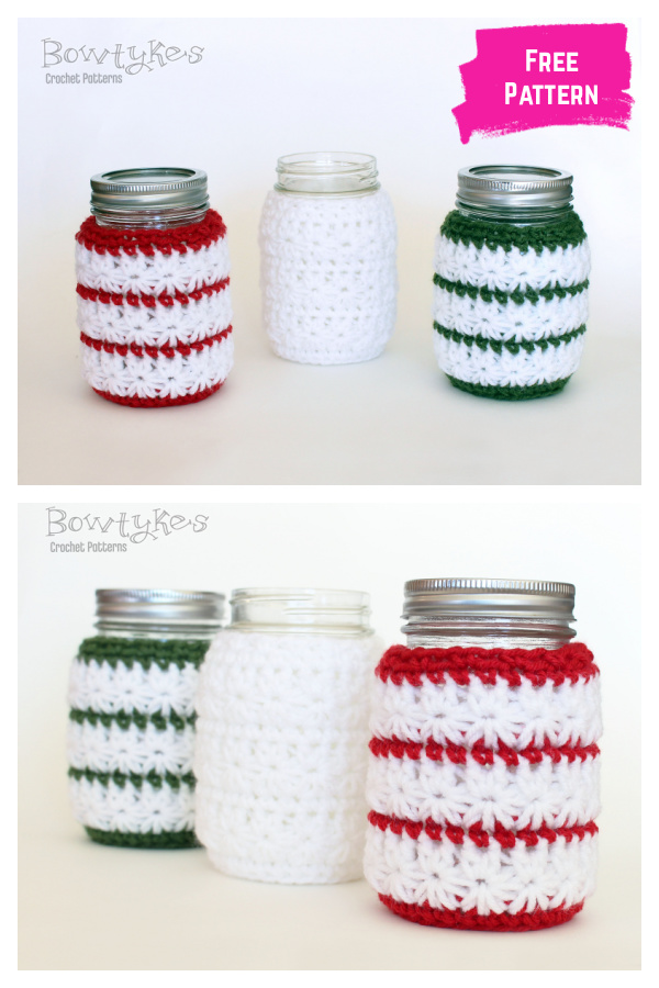 Snowflake Jar Cozy Free Crochet Pattern