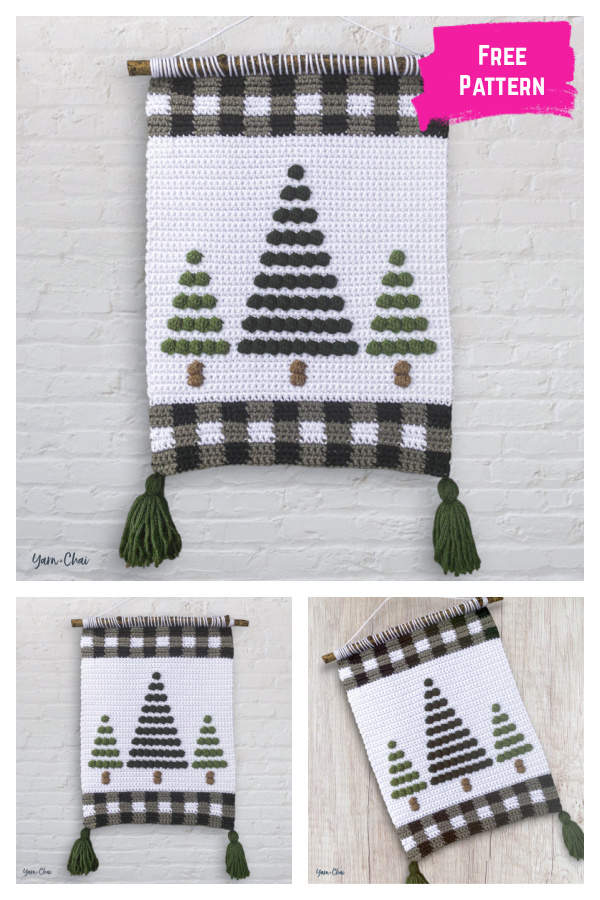Cozy Pines Wall Hanging Free Crochet Pattern