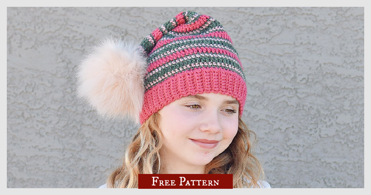 Easy Striped Elf Beanie Free Crochet Pattern