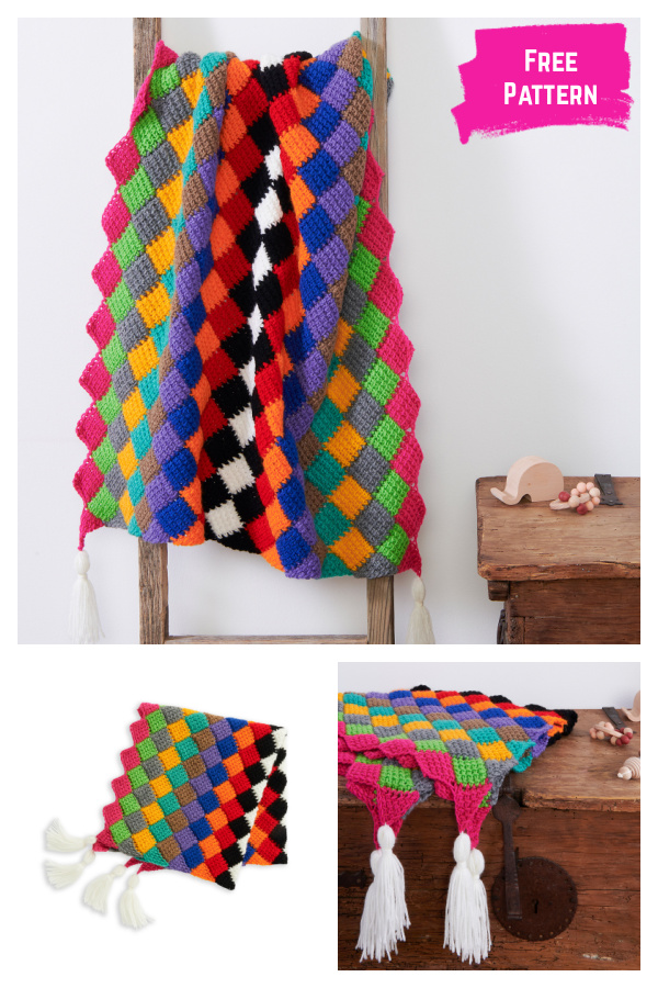 Tunisian Entrelac Baby Blanket Free Crochet Pattern