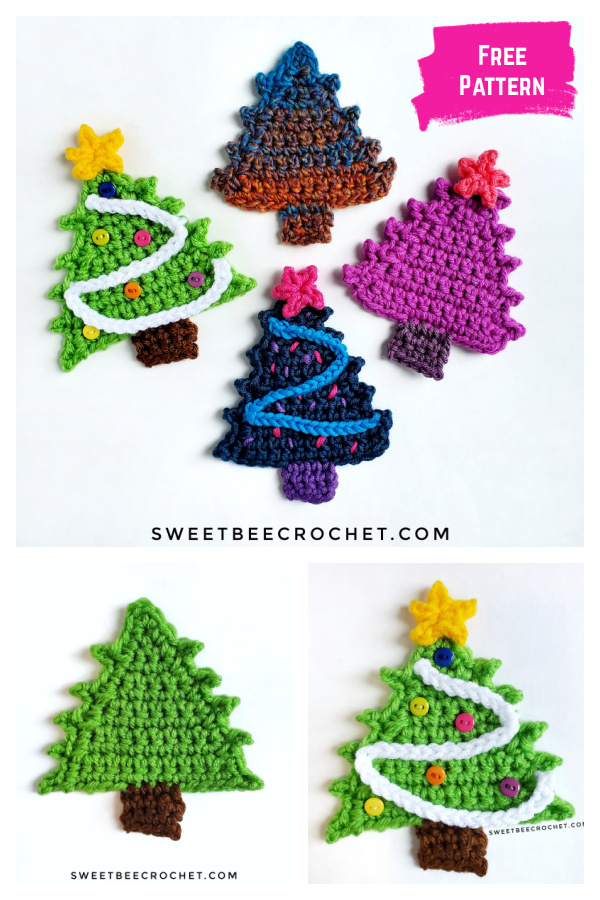 Happy Festive Tree Applique Free Crochet Pattern 