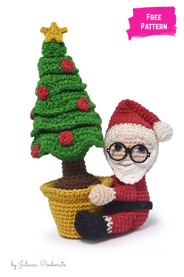 Santa Claus and Christmas Tree Free Crochet Pattern