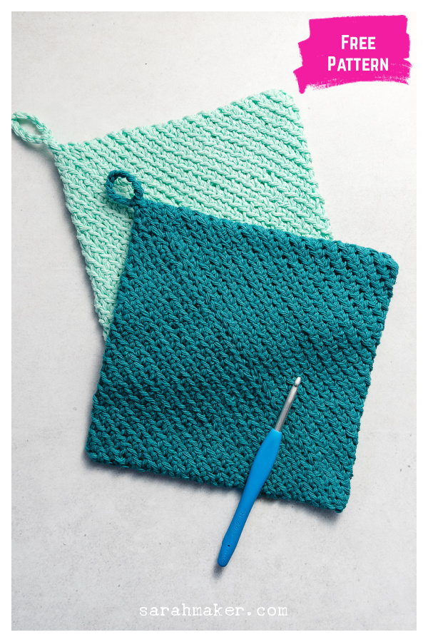 Double-Thick Diagonal Potholder Free Crochet Pattern