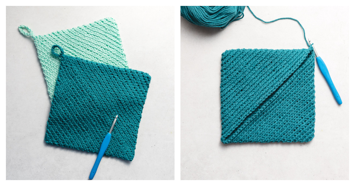 Double-Thick Diagonal Potholder Free Crochet Pattern