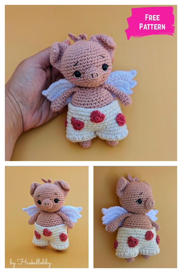 Cupid Piglet Amigurumi Free Crochet Pattern