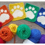 Cute Paw Print Square Free Crochet Pattern