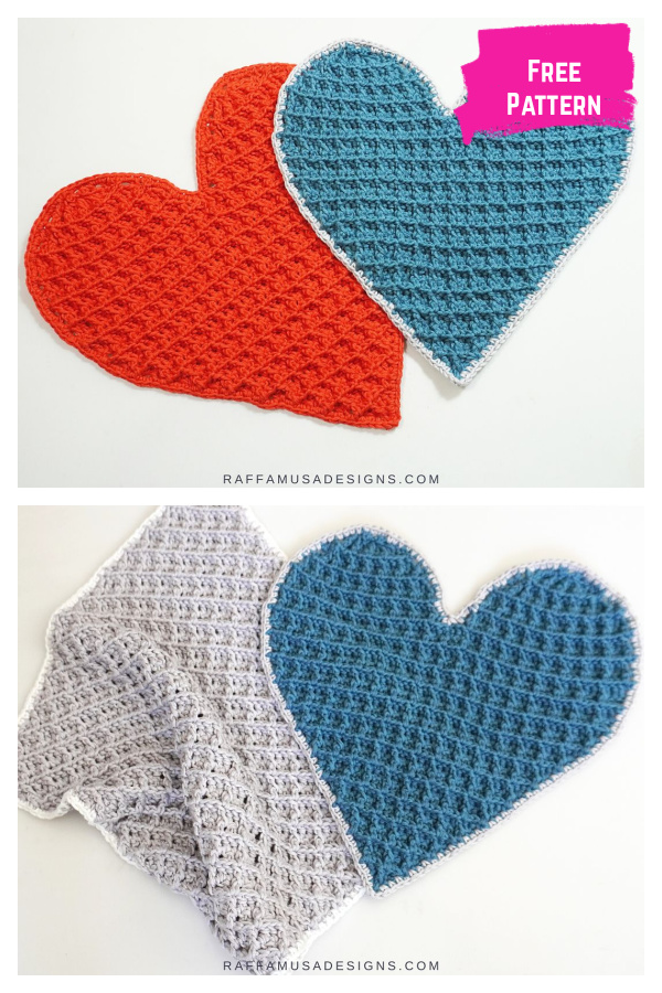 Waffle Heart Dishcloth Free Crochet Pattern