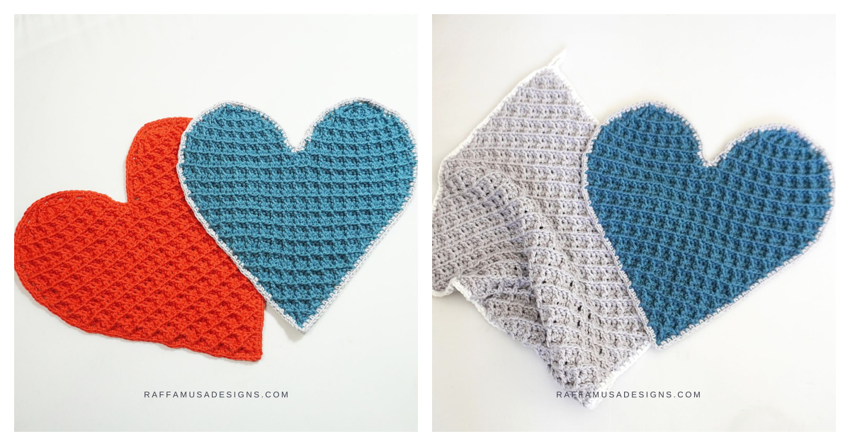 Waffle Heart Dishcloth Free Crochet Pattern