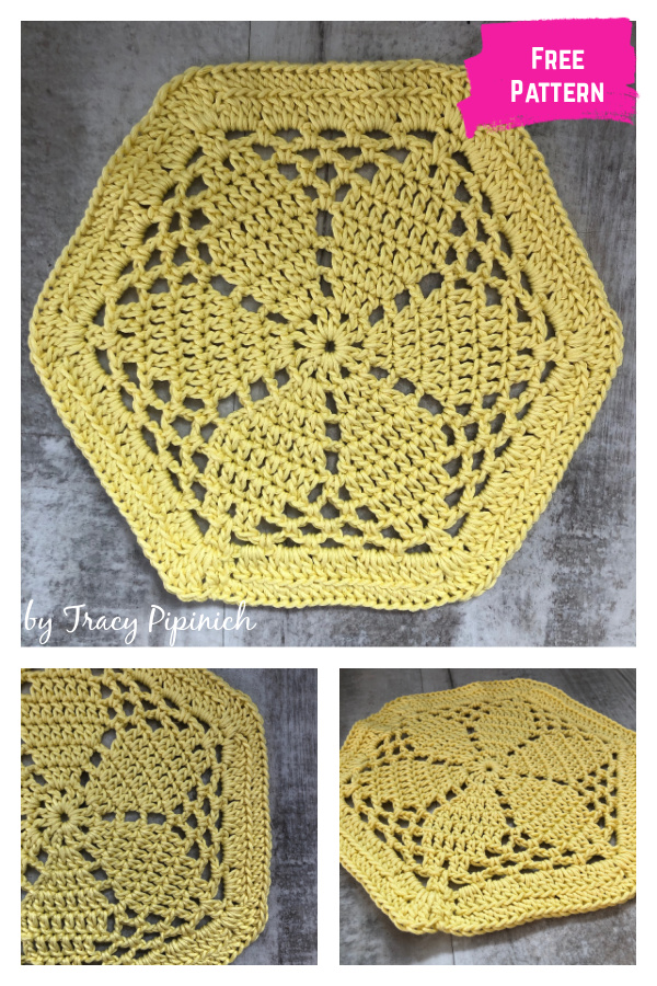 Daisy Hex Dishcloth Free Crochet Pattern