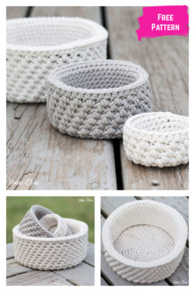 Mini Nesting Baskets Free Crochet Pattern