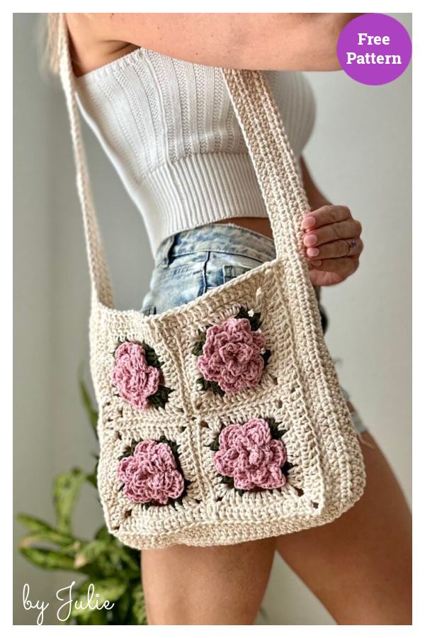 Rose Petals Tote Bag Free Crochet Pattern