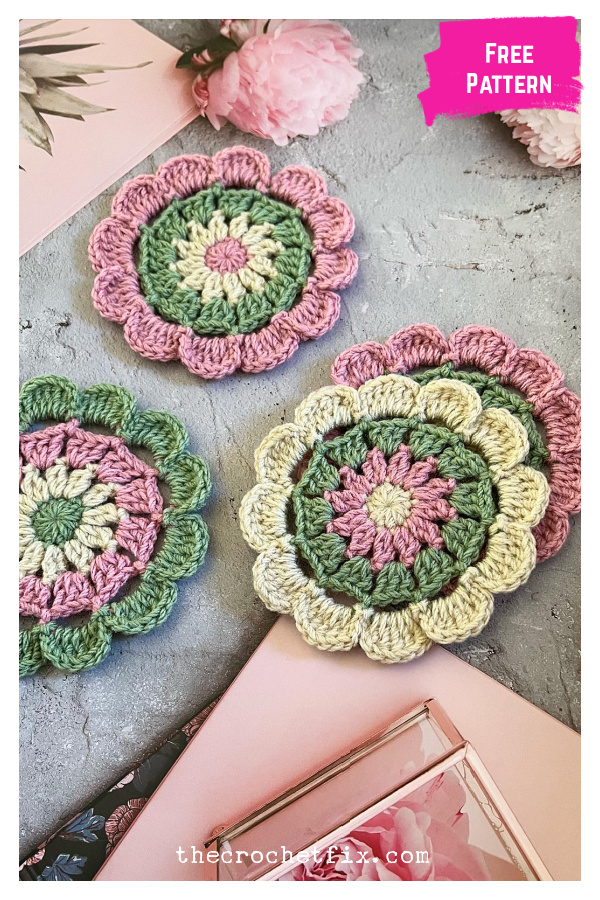 Floral Elegance Coasters Free Crochet Pattern 