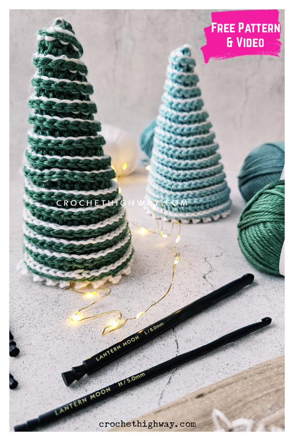 1-Hour Christmas Tree Free Crochet Pattern and Video Tutorial