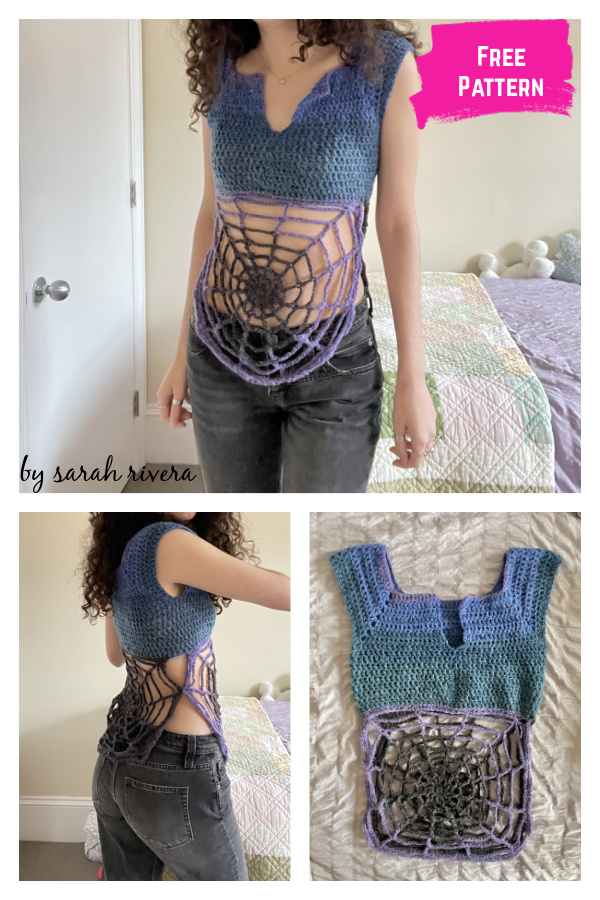 Spider Web Raglan Top Free Crochet Pattern 